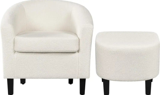 Ivory Modern Chair w/ Ottiman