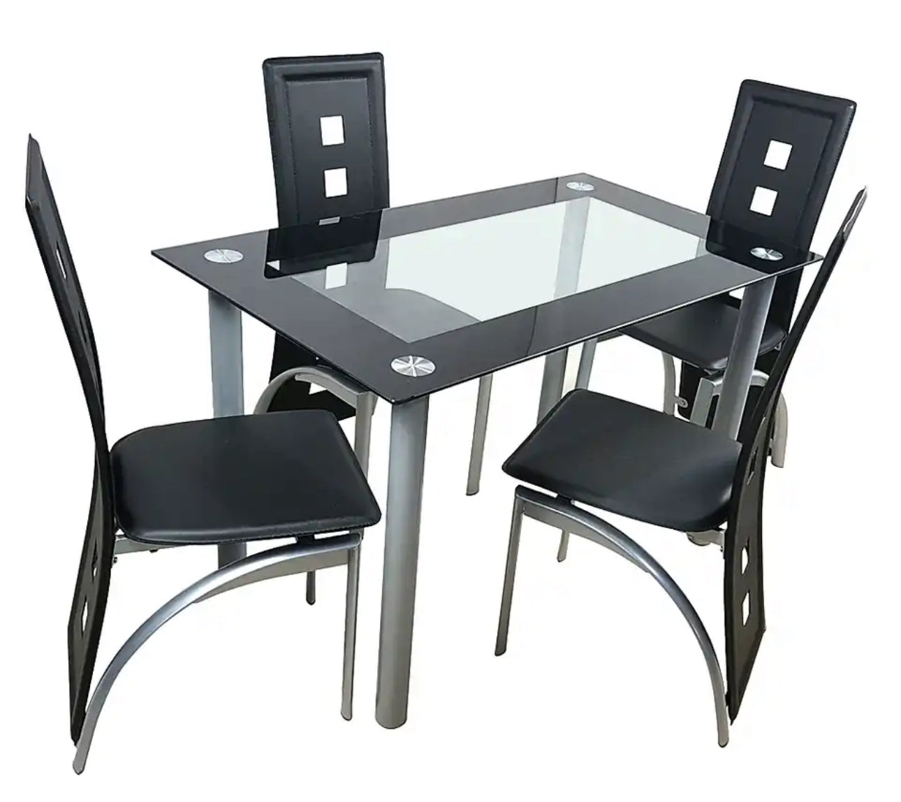Black Glass Dining Room Set