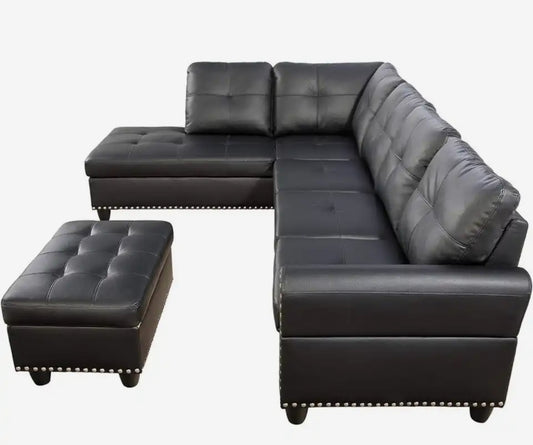 Gray Sectional with Ottoman